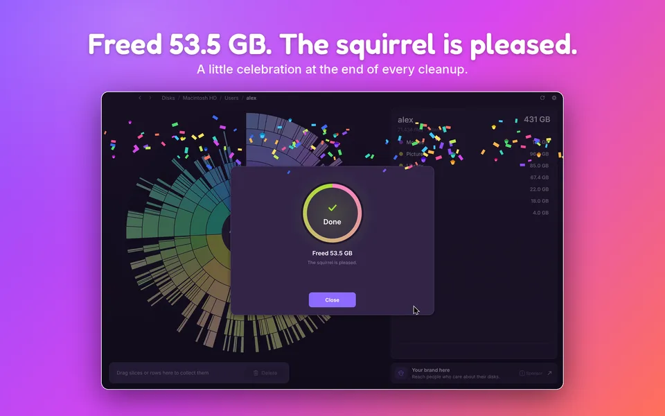 SquirrelDisk: Freed 53.5 GB