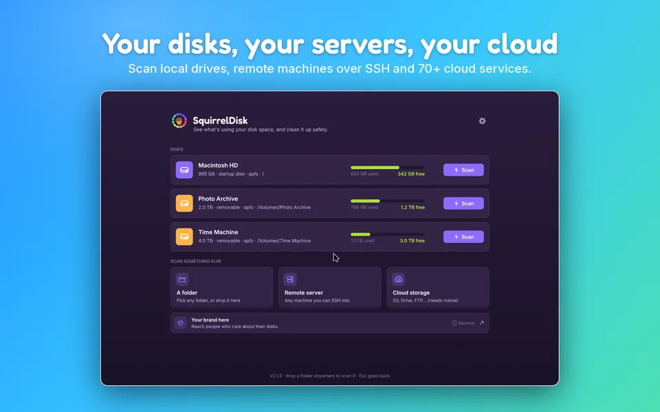 SquirrelDisk: Your disks, your servers, your cloud